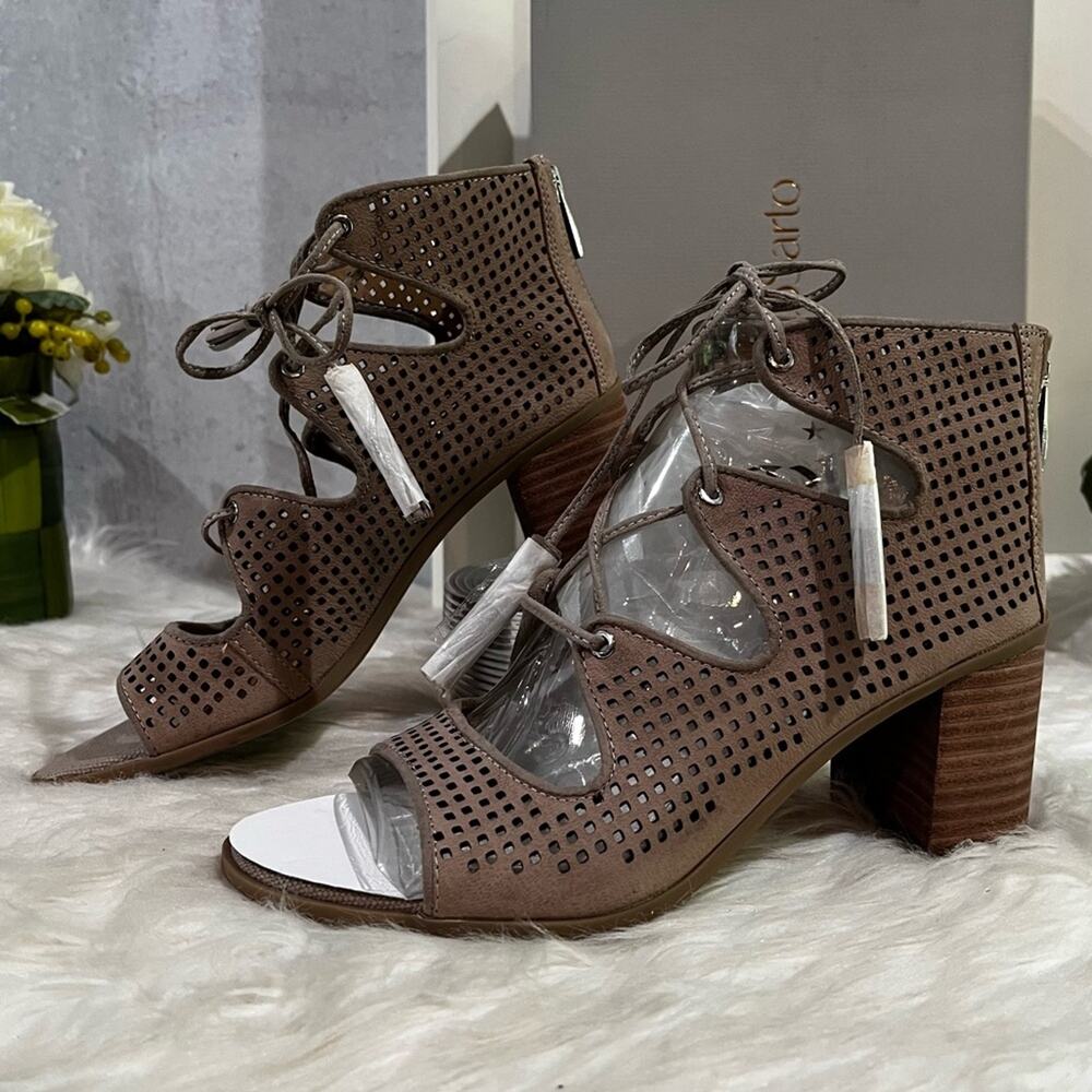 NEW Franco Sarto Leather Suede Perforated Honolulu Ghillie Lace-Up Sandals 5.5 - Picture 5 of 16